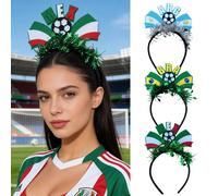 Bandeau unisexe pour la Coupe du monde avec autocollant brillant, motif des drapeaux nationaux du Mexique, de l'Argentine et du Brésil. Convient pour regarder la Coupe du monde, les rassemblements fam