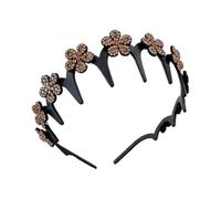 Bandeau Vague Serre-tête Ondulé Orné d'une Fleur Strass