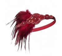 Bandeau Vintage 1920s Femme Serre Tête à Plume Accessoires de Cheveux Gatsby Charleston pour Mariage Cérémonies Rouge