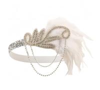 Bandeau Vintage Années 1920-Bandeau de Plumes 20s Headband Great Gatsby Headband Accessoire de Cheveux Blanc