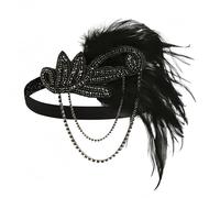 Bandeau Vintage Années 1920-Bandeau de Plumes 20s Headband Great Gatsby Headband Accessoire de Cheveux Noir
