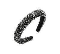 Bandeau vintage baroque complet diamant cousu à la main strass éponge bandeau ornement cheveux noir