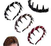 Bandeau vintage en perles artificielles de cranium, élégant et tressé avec dents, antidérapant, accessoire de cheveux tendance pour femme (mix-DEF, 15 x 13 x 3 cm)