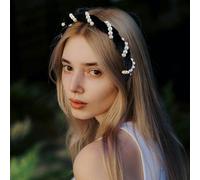 Bandeau vintage en perles | Bandeau à cheveux haut cranium | Couvre-chef décoratif antidérapant avec dents pour femmes filles mariage, rendez-vous, école, dîner, plage, banquet, travail