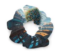 Bandeaux à cheveux en satin tendance, imprimé ruines d'hiver, chouchous tendance extensibles en polyester et élasthanne pour tous les types de cheveux
