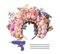 Bandeaux à fleurs multicolores pour cheveux - Couronnes de fleurs multicolores - Couronnes élégantes faites à la main avec un design doux et confortable à porter - Magnifiques accessoires pour femmes