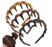 Bandeaux à imprimé léopard - Design rétro à tête de mort haute, bande de velours réversible | Caractéristique de dents intégrées antidérapantes, produit de de fixation de cheveux souple et fle