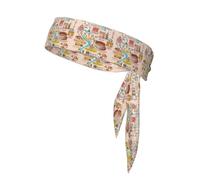 Bandeaux à nouer avec carte de Rome avec des monuments Illus - Cravate de karaté ninja - Bandeau athlétique - Bandeau d'entraînement anti-transpiration