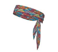 Bandeaux à nouer avec imprimé brique colorée, cravate de karaté, bandeau athlétique, bandeau d'entraînement anti-transpiration
