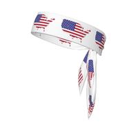 Bandeaux à nouer avec imprimé carte du drapeau des États-Unis, cravate de karaté, bandeau athlétique, bandeau d'entraînement anti-transpiration