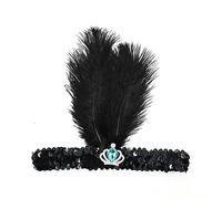 Bandeaux à plumes pour filles - Accessoire de cheveux pour bal masqué - Style années 1920 - Cristaux - Accessoire de cheveux unique avec paillettes