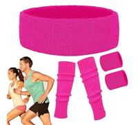 Bandeaux absorbants fluorescents des années 80, bracelets de sport colorés, jambières absorbantes, kit de jambières rétro, bandeau de sport, bandeau néon pour l'école, le sport, les réunions, la