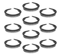 Bandeaux Antidérapants 10 Pièces en Plastique Noir pour Femmes | Léger, Confortable, Ne Blesse Pas les Cheveux, Usage Quotidien et Marathon, Lot de 10