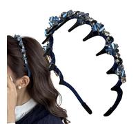 Bandeaux avec dents - Élégant bandeau tressé en strass avec dents - Serre-tête antidérapant décoratif pour filles, femmes, maison, mariage, rencontres, vacances, quotidien, festivals de musique