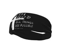 Bandeaux avec Dieu All Things are Possible Christian Faith Retro Sports Denim 1 Bandeau anti-transpiration pour femmes et hommes - Bande de transpiration élastique large pour le sport, le fitness