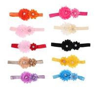 Bandeaux Bébé Fille Ambiance Noël, 10 Pièces, Perles, Élastiques | Ruban Solide, Confort Facile à Porter, Accessoire Photo, Lot de Dix Couleurs pour Petites Filles