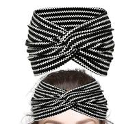 Bandeaux Boho Large Pour Femmes - Bandeau Turban Torsadé,Accessoires pour Coiffure avec Imprimé Doux pour Mariage, Yoga, Événements Extérieurs, Filles, Fitness, Course et Tenue Décontractée