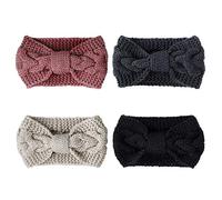 Bandeaux Cheveux Hiver Crochet Tricot Headbands Elastiques Couvre-Oreille Hair Bande Serré-tête pour Femme Fille Hair Accessoires 4 Pièces