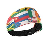 Bandeaux colorés avec drapeau national de dessin animé, tendance, rafraîchissant, extensible, pour un usage quotidien, le sport, le yoga, le maquillage