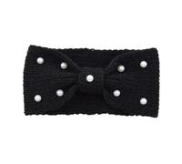 Bandeaux croisés tricotés en perles for femmes et filles, accessoires de cheveux d'hiver, couvre-chef d'automne, chauffe-oreilles élastique(Black)
