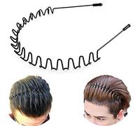 Bandeaux de Cheveux en Métal pour Homme Femme Bandeaux Unisexe Noir Ondulé