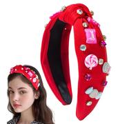Bandeaux de cheveux noués avec haut pour femme, bande de cheveux avec nœud top,Bandeau de cheveux avec nœud orné de strass | pour cheveux avec pendentifs sucettes, bandeaux de cheveux à la mode
