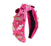 Bandeaux de cheveux pour saint femme, bande de cheveux de coeur, bandeau de cheveux avec nœud supérieur avec perles | bandeau avec strass pour saint anniversaire