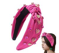 Bandeaux de cheveux pour saint femme, bande de cheveux pour san,Bandes larges avec strass et coeur d'amour - Bandeaux de cheveux à la mode pour les filles, pour les cheveux de Saint pour les fêtes