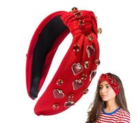 Bandeaux de cheveux pour saint femme, bandeau de cheveux pour san, bandes larges avec strass et coeur d'amour, élégantes décorations de costumes de fête de Noël, accessoire de cercles de cheveux pour