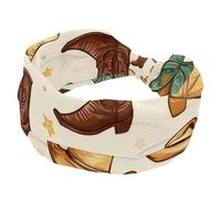 Bandeaux de cowboy vintage western avec fond beige pour femme, bandeau large élastique, bandeau de yoga doux, bandeau respirant pour la course à pied, le sport, l'entraînement, les voyages