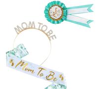 Bandeaux de grossesse colorés avec strass et inscription « Mom to Be » - Imprimé floral - Pour fête prénatale