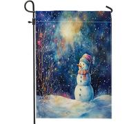 Bandeaux de jardin en toile de jute avec bonshommes de neige aquarelle, 30,5 x 45,7 cm, double face pour l'extérieur, motif neige de Noël, petits drapeaux de pelouse, drapeaux d'hiver pour la maison