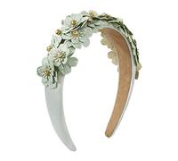 Bandeaux de mode pour femmes bijoux européens et américains couleur bonbon en cuir fleur strass bandeau large côté Sen bandeau cheveux, vert clair