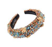 Bandeaux de mode pour femmes, style de cour européenne et américaine, bandeau en éponge épaisse entièrement en diamant, accessoires de cheveux en perles exquises baroques pour femmes, couleur F