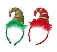 Bandeaux de Noël 2 Serre-tête de Noël Mignon Elf Cheveux Bandeau Chapeaux Costume de Noël Habille Accessoire de Cheveux pour Filles Enfants Femmes Fête Célébration Habille Mascarade Décoration Festive