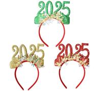 Bandeaux de Noël 2025,Bandeaux de Noël 2025 pour femmes | Bandeaux du Nouvel An Couvre-chefs de fête | 3 bandeaux de vacances, accessoires pour cheveux de noël, accessoires Photo pour cheveux de noël,