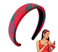 Bandeaux de Noël - Accessoires pour cheveux à carreaux rouges | Large bandeau tendance - Pour filles, école, vacances, réunions de famille, célébration saisonnière, dîner, mariage, concert, événement