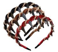 Bandeaux de perle 3pcs avec dents antidérapantes Vintage High Cranium Elegant Pearl Bandbands for Women, Fashion Dual-Wear Hair Bands Gifts for Women