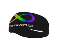 Bandeaux de sensibilisation à l'autisme Symbole de l'infini 1 Bandeau anti-transpiration pour femmes et hommes - Bande de transpiration élastique large pour le sport, le fitness, noir