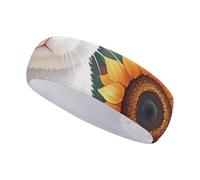 Bandeaux de sport à l'aquarelle lapin et fleurs - Large bandeau antidérapant - Élastique - Élastique - Pour la course à pied, le cyclisme, le football, le yoga - Pour homme et femme