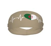 Bandeaux de Sport avec Motif cœur algérien « I Love Algeria Heart Flag » pour Hommes et Femmes, Bandeau Anti-Transpiration en Coton éponge athlétique évacuant l'humidité, pour Le Yoga et Le Cyclisme