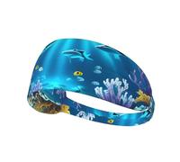 Bandeaux de Sport élastiques à Motifs de raies coralliennes sous-Marines - Bandeau Absorbant la Transpiration pour la Course à Pied, Le Yoga, la Salle de Sport, pour Hommes et Femmes