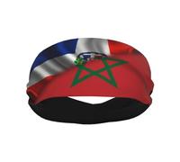 Bandeaux de sport moitié drapeau de la République dominicaine moitié du Maroc pour hommes et femmes, bandeau d'entraînement évacuant l'humidité, bandeau anti-transpiration pour la course, le cyclisme,