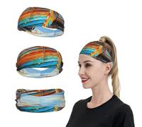 Bandeaux de sport pour homme et femme, motif bateaux et peintures à l'huile de mer, bandeaux de transpiration pour homme et femme, bandeau extensible pour course à pied, tennis