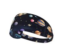 Bandeaux de sport pour homme et femme - Saturne Jupiter Earth Print Headband/bandeaux élastiques pour entraînement et course à pied