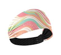Bandeaux de sport rafraîchissants pour femme avec motif vague rose et vert - Bandas extensibles pour la gym, le yoga, la randonnée