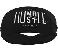 Bandeaux de Sport Stay Humble Hustle Hard pour Hommes et Femmes, élastiques antidérapants pour Le Basket-Ball, Le Tennis, l'entraînement, la Gym, Le Yoga, absorbants et Respirants (Noir)