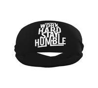 Bandeaux de Sport « Work Hard to Stay Humble » pour Hommes et Femmes, élastiques antidérapants pour Le Basket-Ball, Le Tennis, l'entraînement, la Gym, Le Yoga, absorbants et Respirants (Noir)