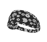 Bandeaux de transpiration pour homme et femme, motif engrenage noir, bandeau blanc pour sport, entraînement, course à pied, athlétisme