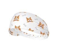 Bandeaux de transpiration pour homme et femme, motif os de chien corgi mignon et amusant, bandeau d'entraînement pour le sport, la course à pied, l'athlétisme